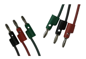 Red, green and black banana cables. 2 ft (0.61 m).