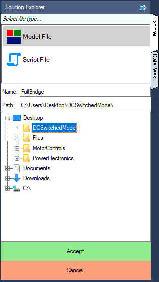 New model file within project