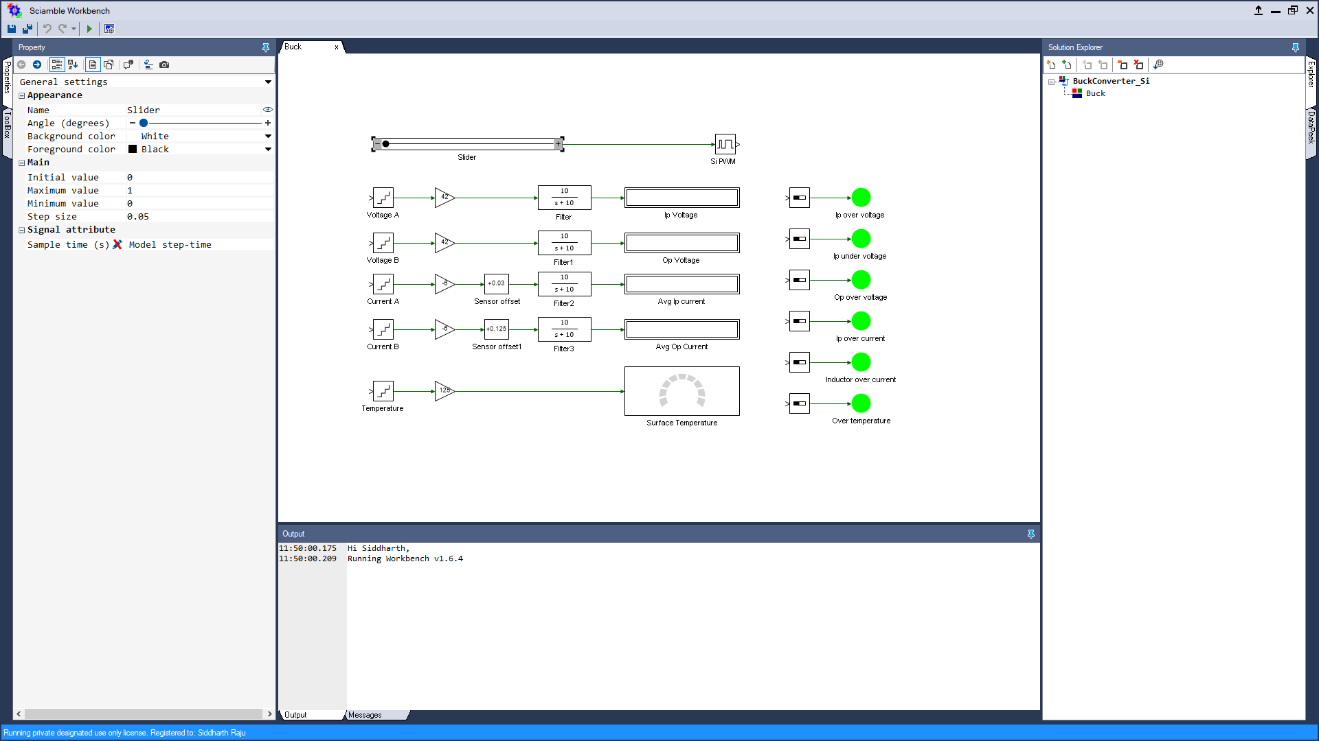 Real-time open loop control of buck converter Workbench model