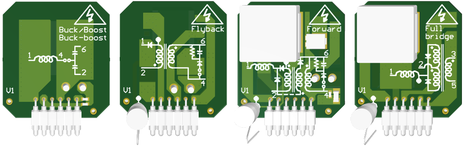 Different magnetics card to connect to the power-pole board for each converter