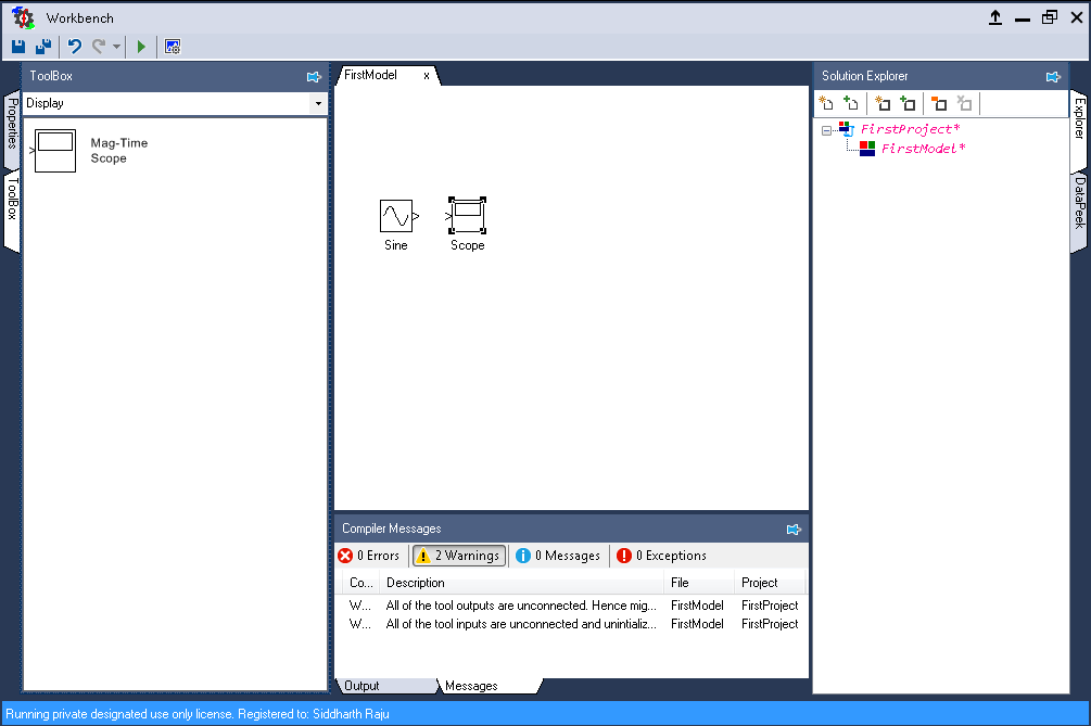 Drag and drop display scope block to model file