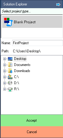New simulation and real-time project dialog